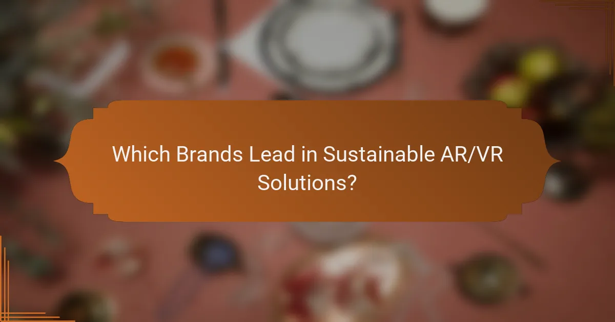 Which Brands Lead in Sustainable AR/VR Solutions?